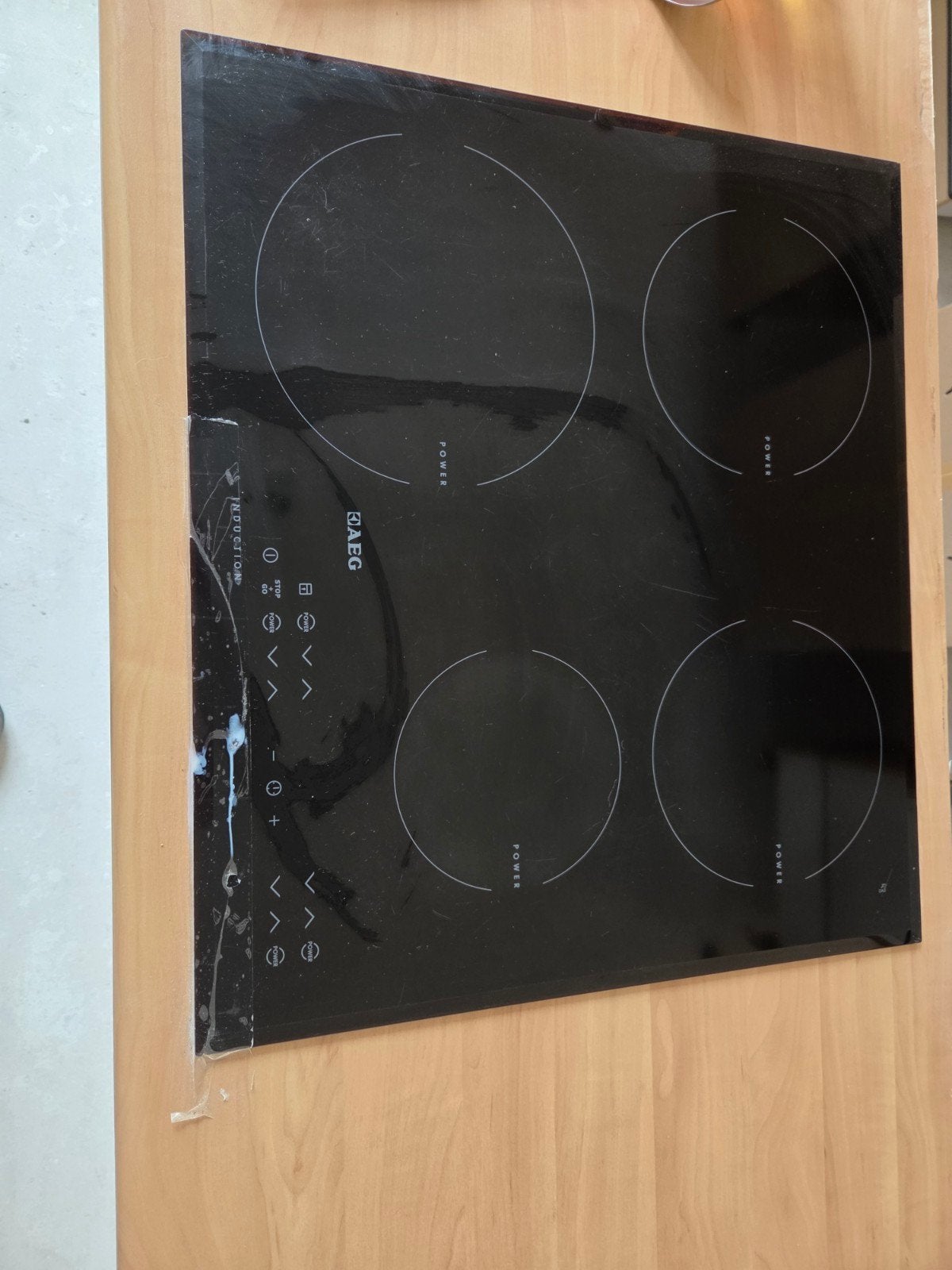 inductiekookplaat AEG, beschadigd., Ophalen, Gebruikt, 4 kookzones, Inbouw