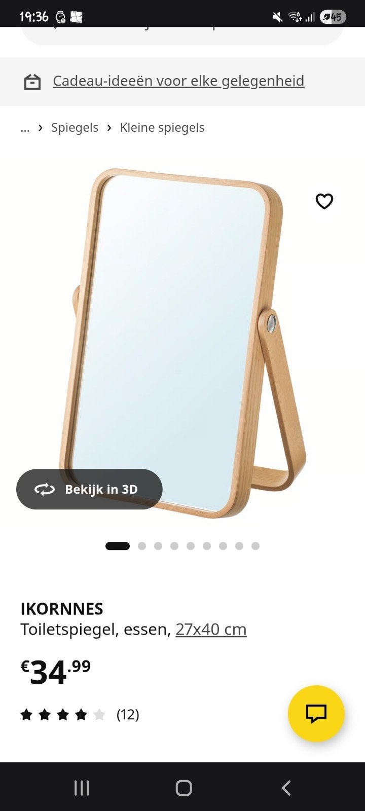 IKEA IKORNNES Toiletsspiegel - Hangend of Staand, Ophalen, Minder dan 50 cm, Zo goed als nieuw, Minder dan 100 cm