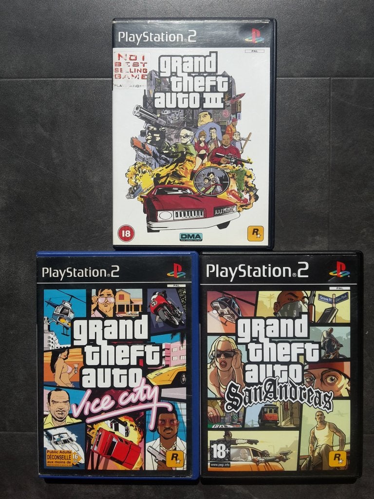 PS2 Set - Grand Theft Auto III Vice City San Andreas, Spelcomputers en Games, Avontuur en Actie, Vanaf 18 jaar, 1 speler, Ophalen of Verzenden