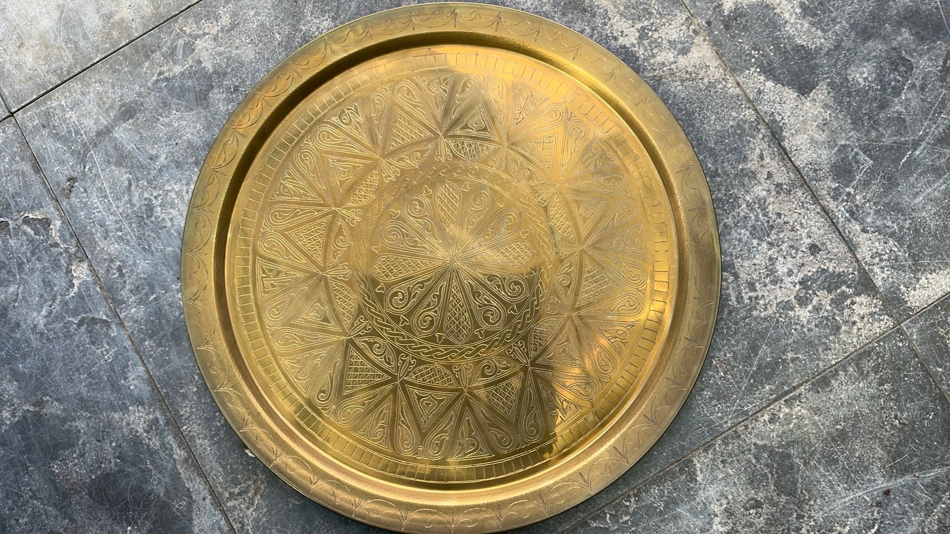 Messing wandbord uit Tunesie, diameter 60 cm, Ophalen, Koper