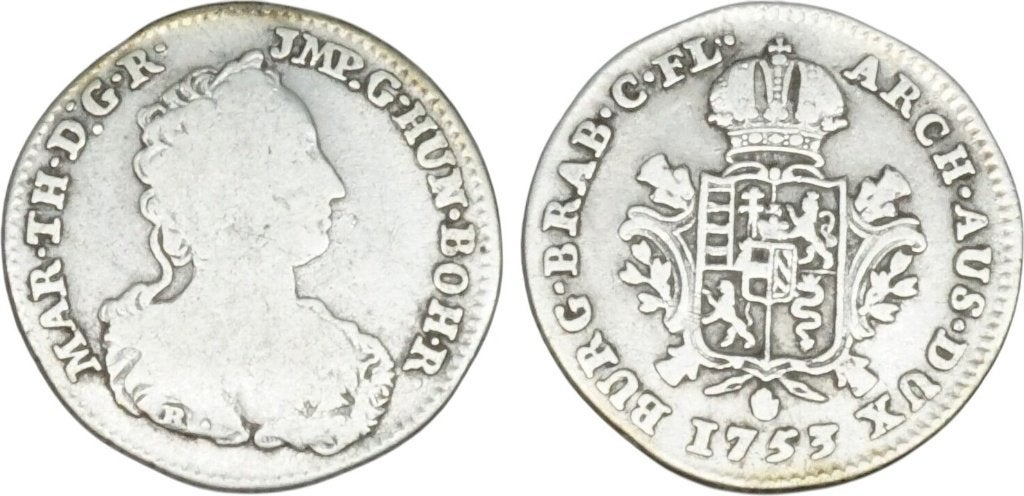 1/8 Dukaton 1753, Oostenrijkse Nederlanden Maria Theresia, Verzenden, Oostenrijk, Losse munt, Zilver