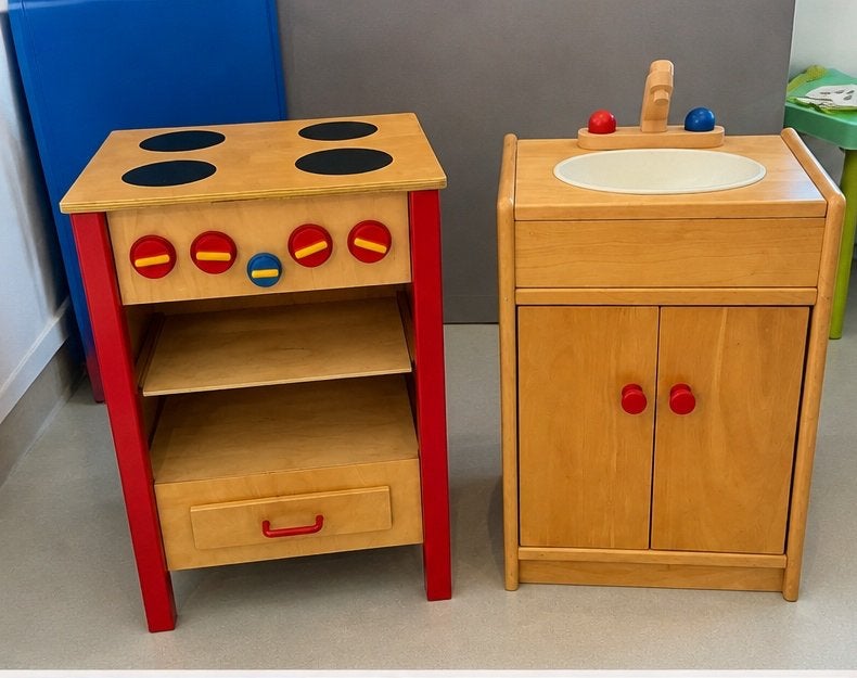 Houten Speelkeuken - 2-delig - Oven - Wasbak, Ophalen, Gebruikt, Hout, Speelkeuken