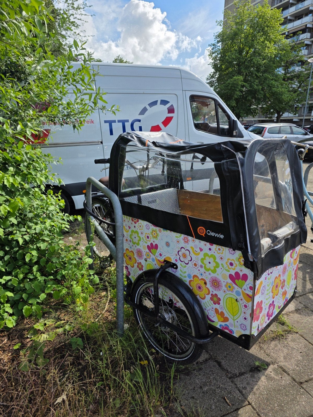 Niet-elektrische Bakfiets  met regentent - Alles werkt goed!, Overige merken, Terugtraprem, Gebruikt, Huif