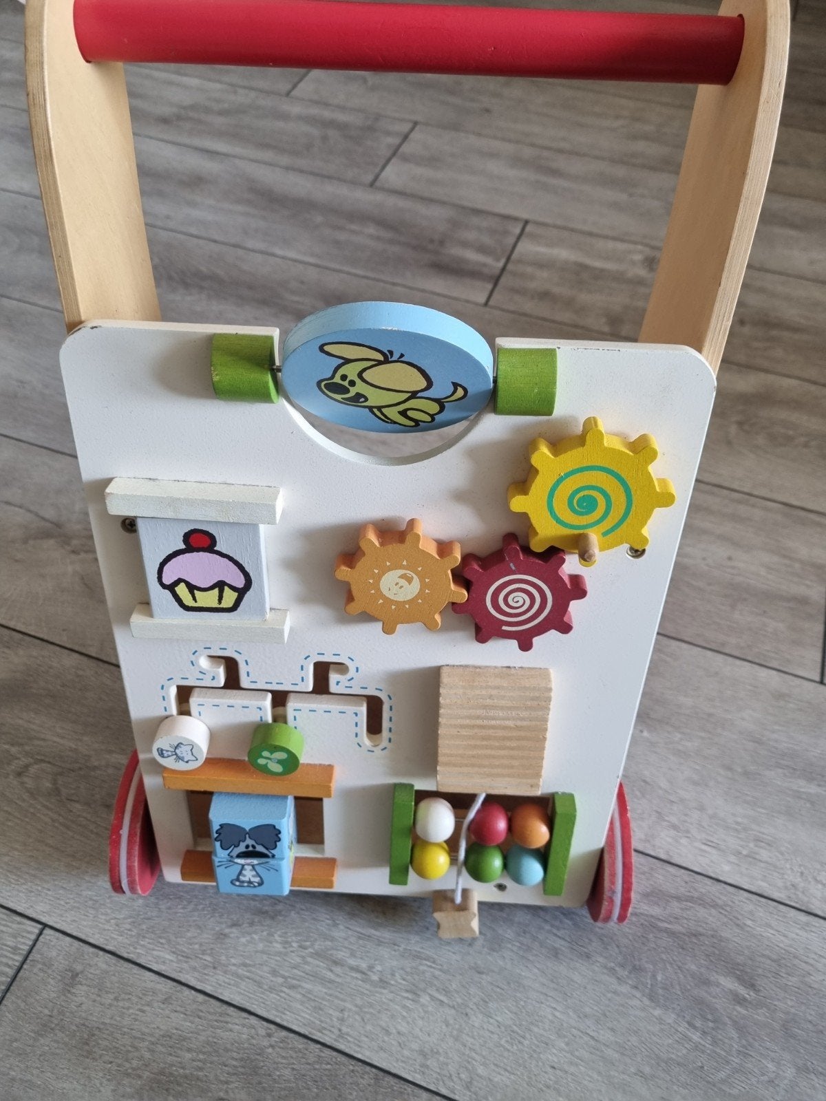Houten Woezel en Pip loopwagen met activiteiten, Ophalen of Verzenden, Gebruikt, Overige typen, Met wieltjes