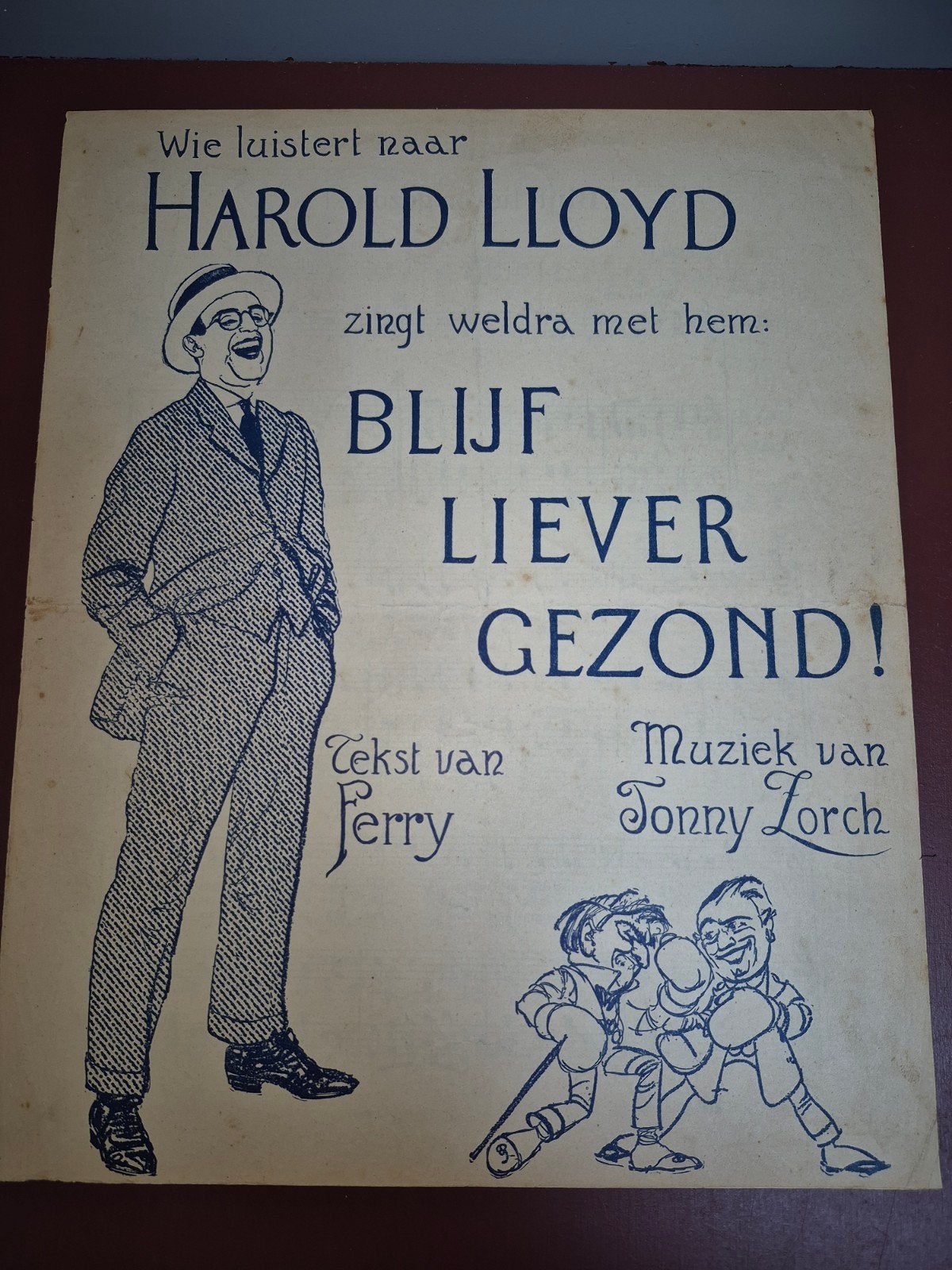 Blijf Liever Gezond! - Oude bladmuziek Harold Lloyd, Ophalen of Verzenden