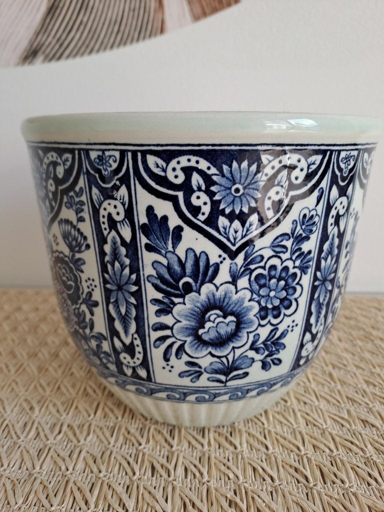 Vintage bloempot Boch serie Delft - diameter 16 cm, Ophalen of Verzenden
