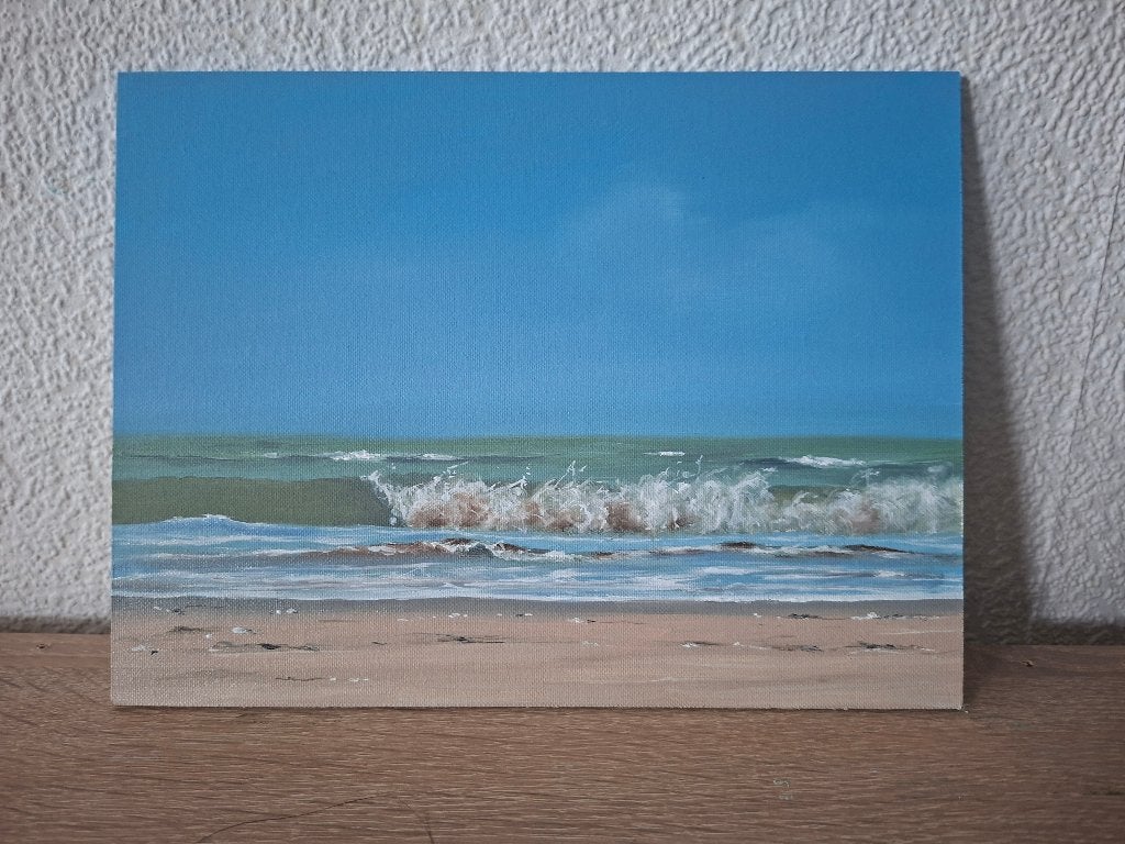 Zeegezicht olieverf canvas board 18x24cms, Ophalen