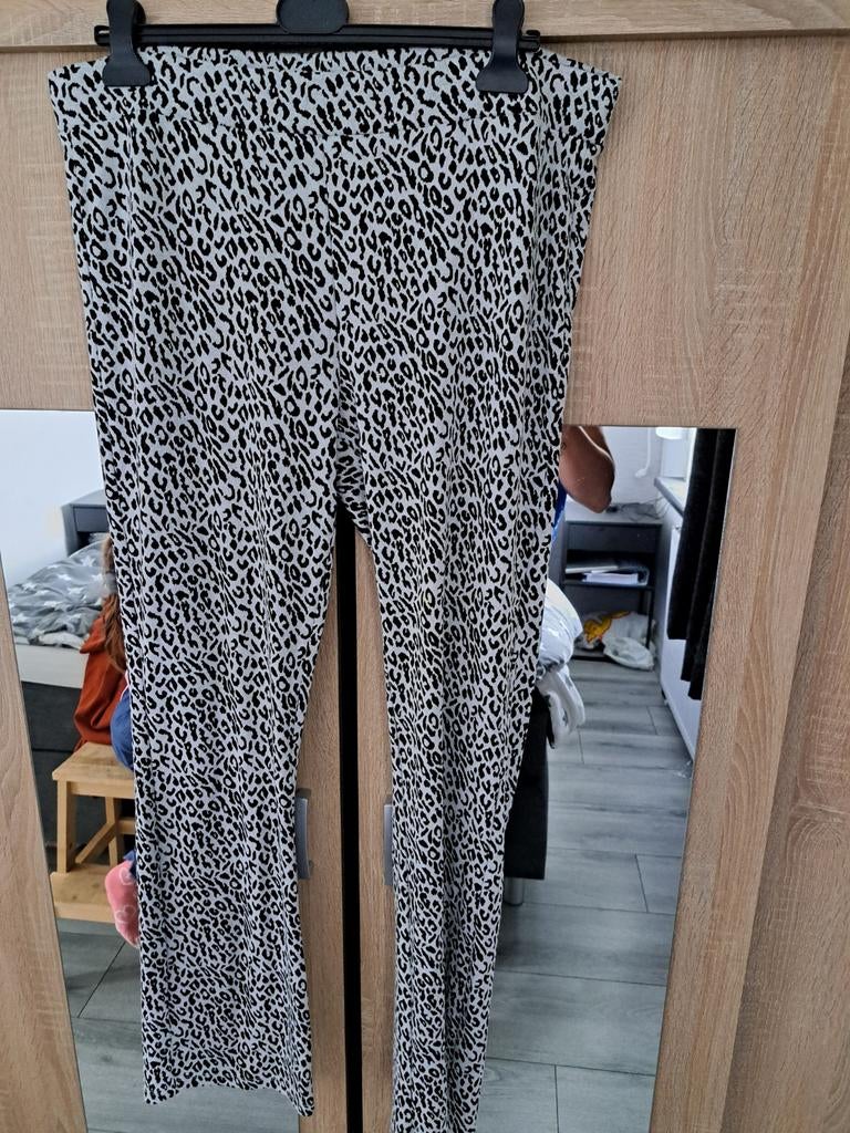 Geisha Dames Flared Broek Maat 46 - Luipaardprint, Geisha, Zwart, Maat 46/48 (XL) of groter, Ophalen of Verzenden