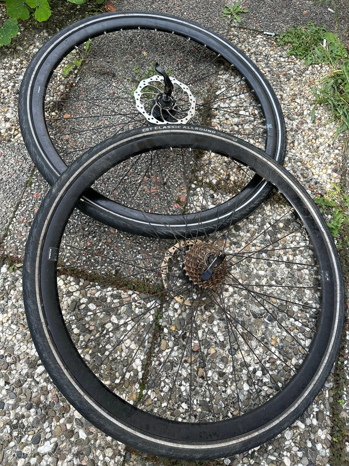 Wielset met banden en schijfremmen - Gebruikt, Wiel, Gebruikt, Ophalen of Verzenden, Aluminium