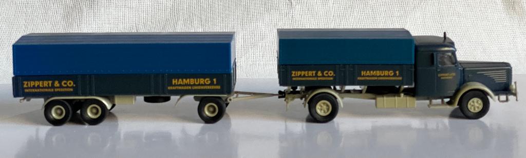 Brekina: Büssing 8000 combinatie Zippert & Co Hamburg, Ophalen of Verzenden, Nieuw, Bus of Vrachtwagen, Brekina