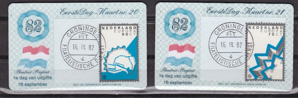 Nederland Eerste Dag Kaartjes EDK nr. 20-21, Ophalen of Verzenden, Onbeschreven, Nederland