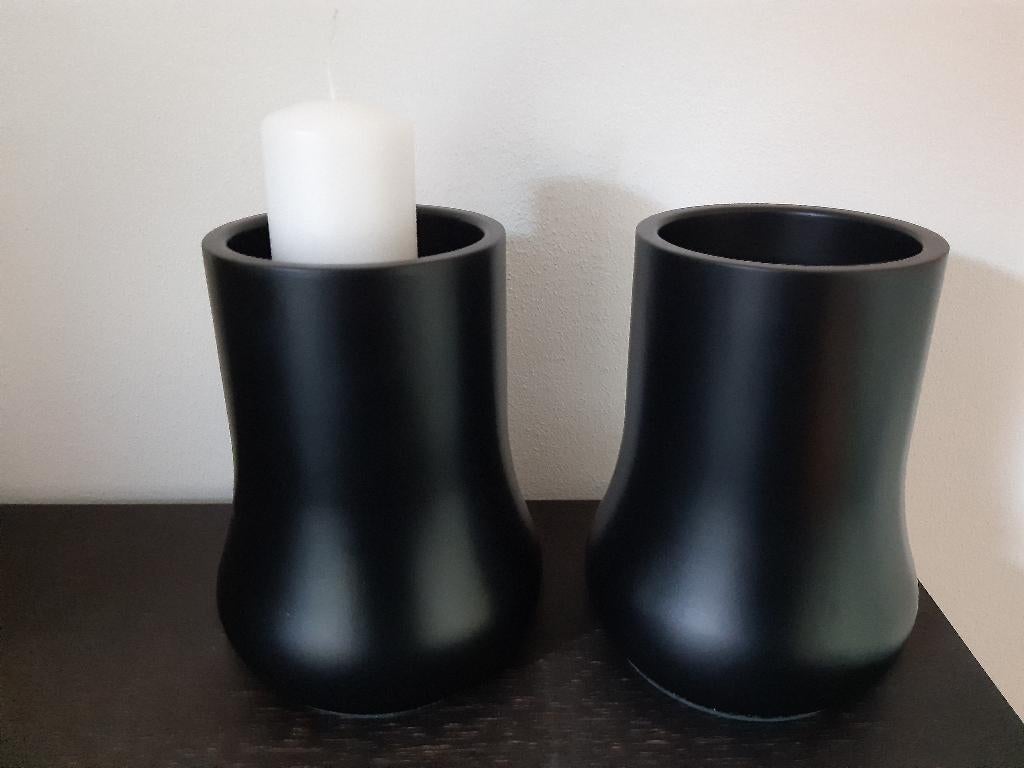 Metalen kandelaar Ikea (2 stuks), Zwart, Ophalen of Verzenden, Zo goed als nieuw, Metaal