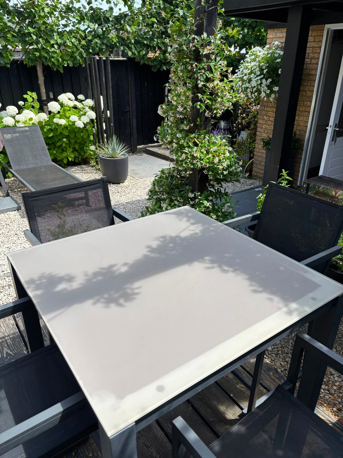 Fiore Mobili da Giardino Tuinset - Aluminium & Textileen, Ophalen, 4 zitplaatsen, Gebruikt, Eettafel
