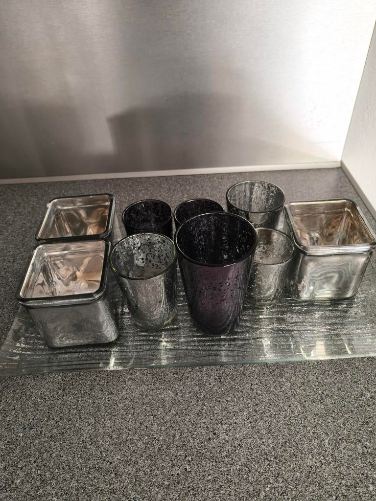 Kaarsen plateau van glas met waxinelichtjes, Ophalen of Verzenden, Zo goed als nieuw, Overige materialen
