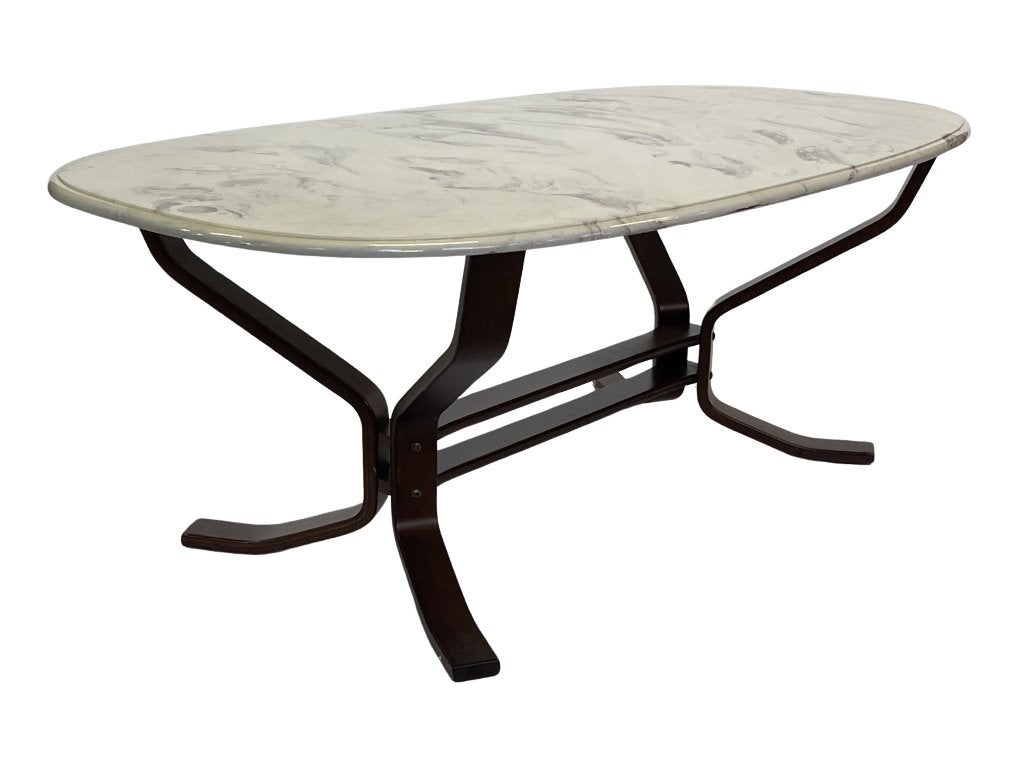 Vintage Salontafel Marmer Hout Minimalist design Zweden, Ophalen, Gebruikt, 100 tot 150 cm, Overige materialen