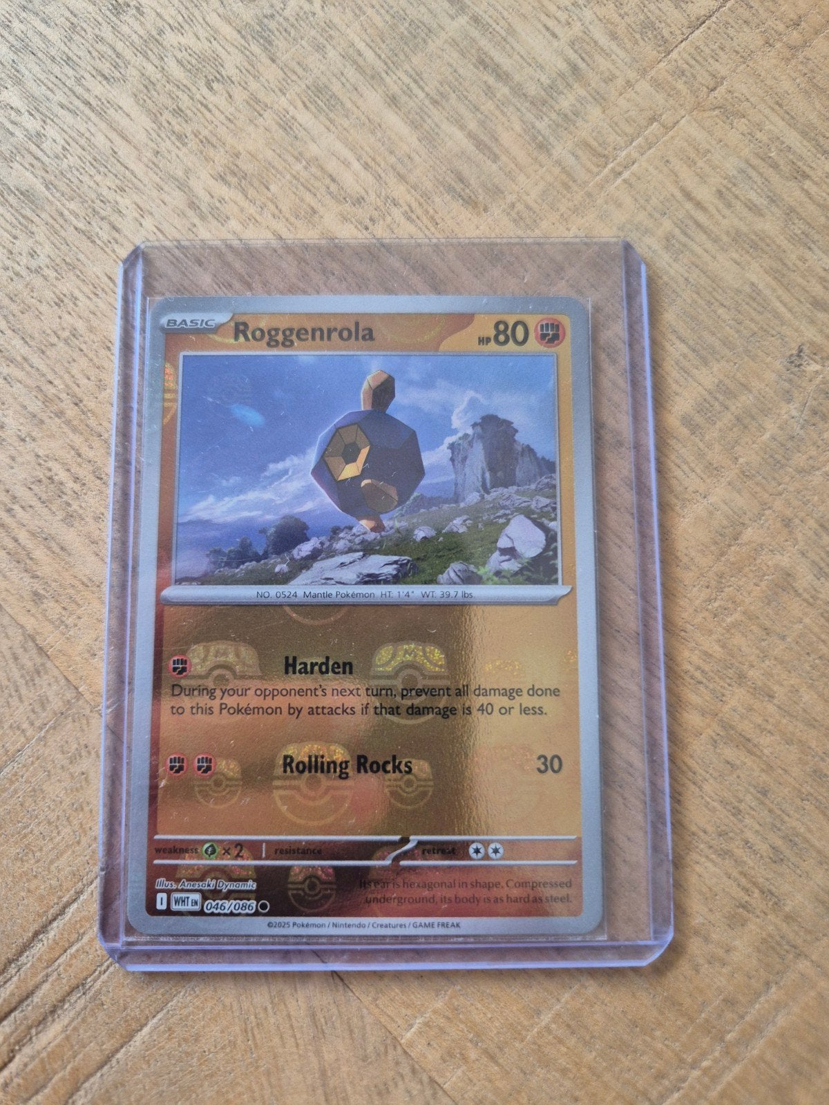 Roggenrola 046/086 White Flare Masterball Pokémon Kaart, Ophalen of Verzenden, Zo goed als nieuw, Losse kaart