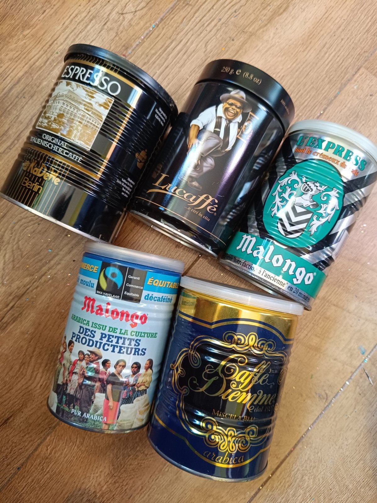 Koffieblikken - decoratie, Ophalen of Verzenden, Gebruikt, Overige