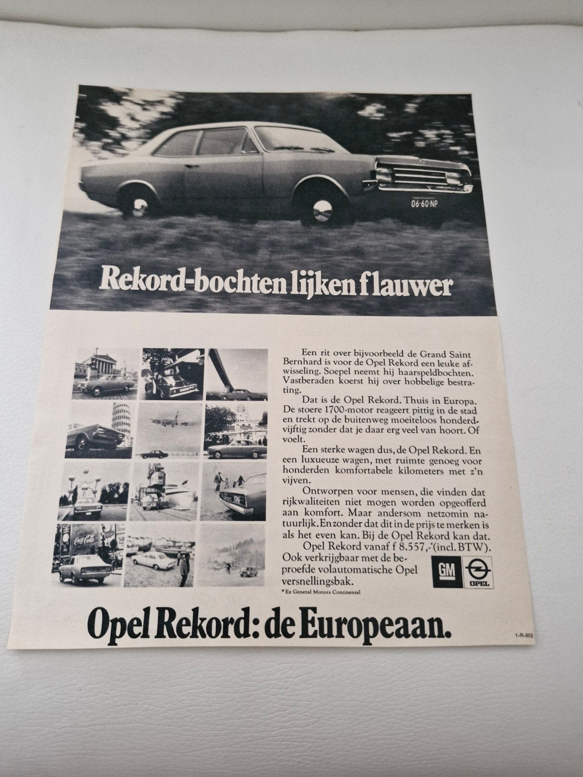 Vintage Opel Rekord Advertentie -De Europeaan (ca. 32x24 cm), Ophalen of Verzenden, Knipsel(s)