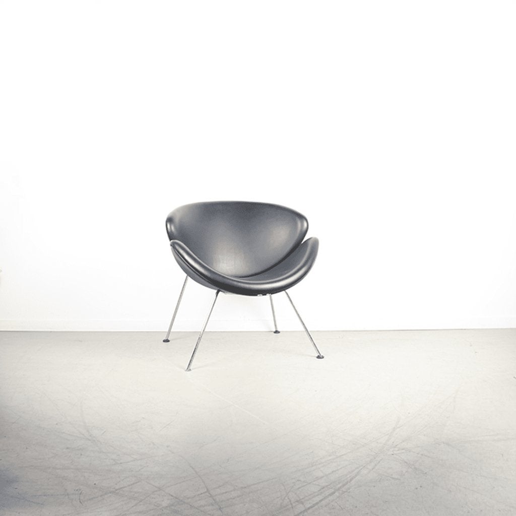 Artifort Slice Fauteuil Zwart Leer, Huis en Inrichting, Fauteuils, Niet ingevuld, Zo goed als nieuw, Niet ingevuld, Niet ingevuld