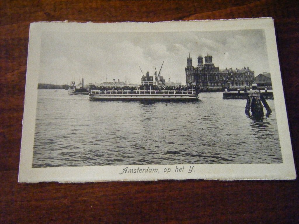 N40 - Amsterdam - Veerpont op het IJ - Mooi/Oud, Ophalen of Verzenden, 1940 tot 1960, Noord-Holland