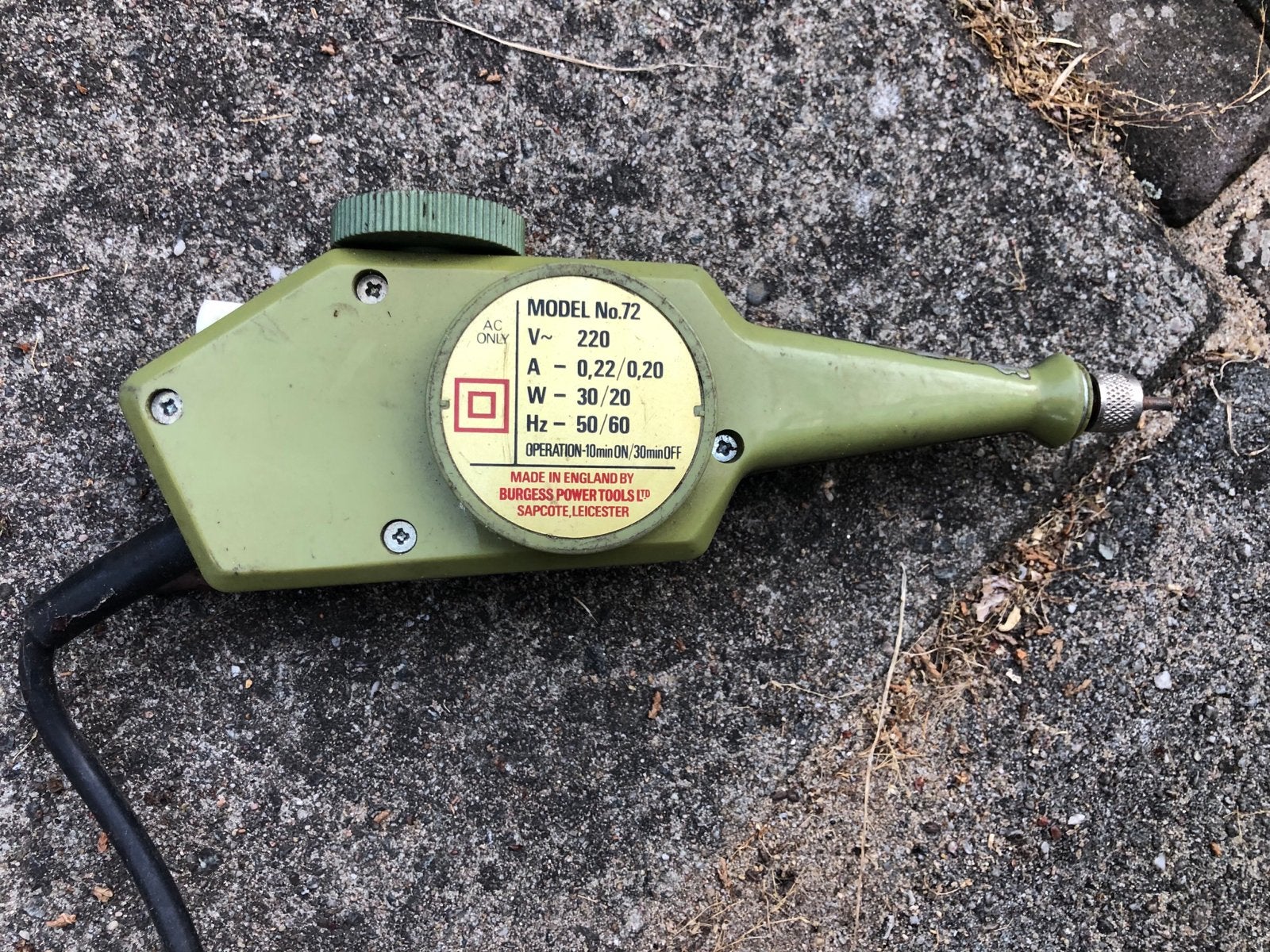 Vintage Burgess Power Tools graveerpen Model No. 72, Ophalen, Gebruikt, Overige typen, Overige merken