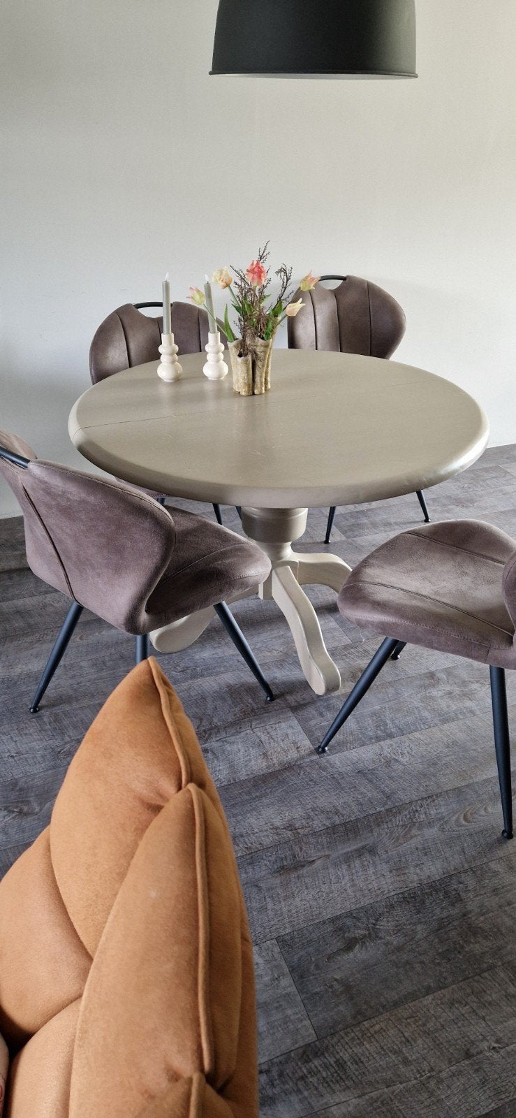 Ronde eettafel doorsnee 110cm, Ophalen, Gebruikt, Rond, Vier personen
