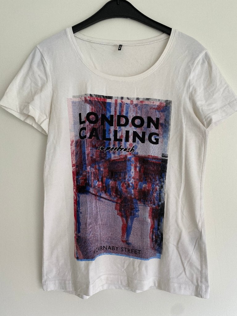 SuperTrash wit T-shirt London Calling - Maat M, Maat 38/40 (M), SuperTrash, Wit, Ophalen of Verzenden
