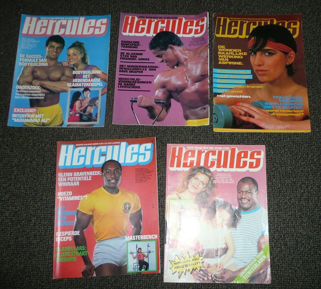 6 x het FITNESS BLAD HERCULES 1982, 1984 & 1988., Ophalen of Verzenden, Zo goed als nieuw, Fitness