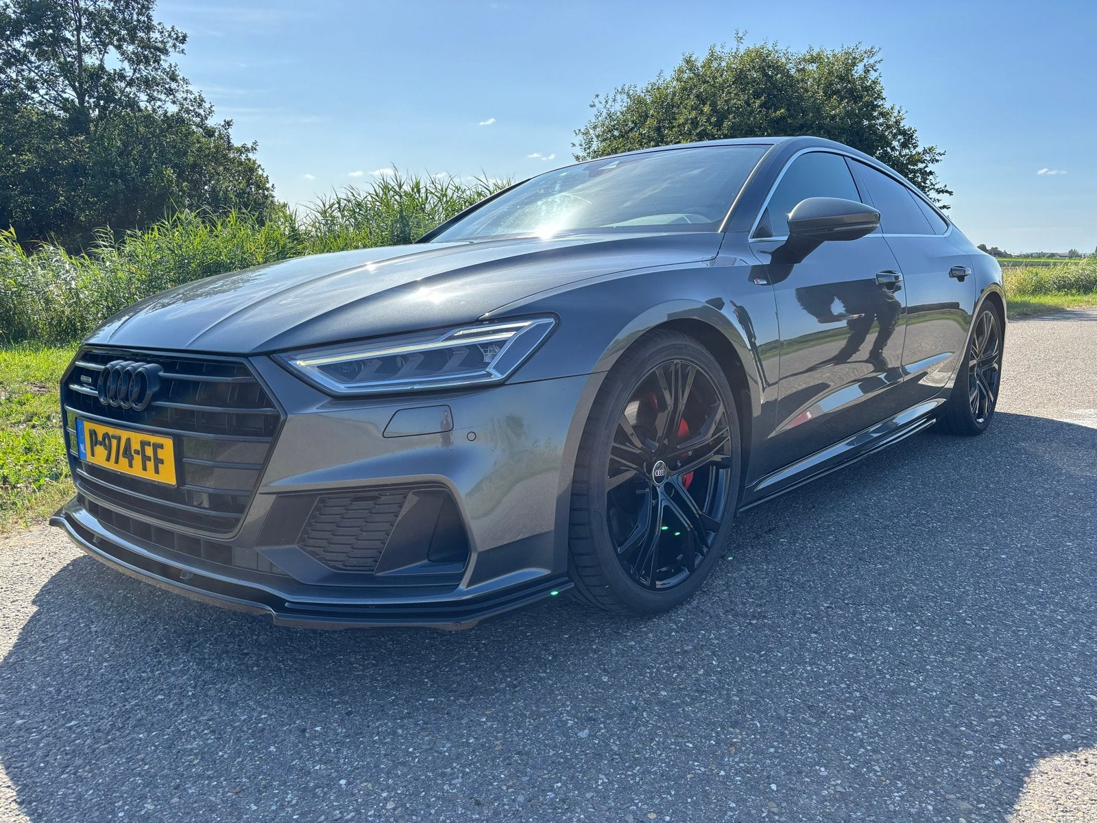 Audi A7 55 Tfsi Quattro 340pk S Tronic 2018 Grijs, Auto's, 2995 cc, 2000 kg, 4 stoelen, Leder en Stof
