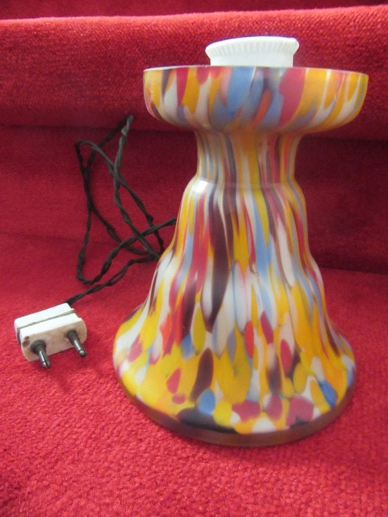 MURANO Art Deco SPATTERGLAS LAMPENVOET Porseleinen Stekker, Ophalen of Verzenden