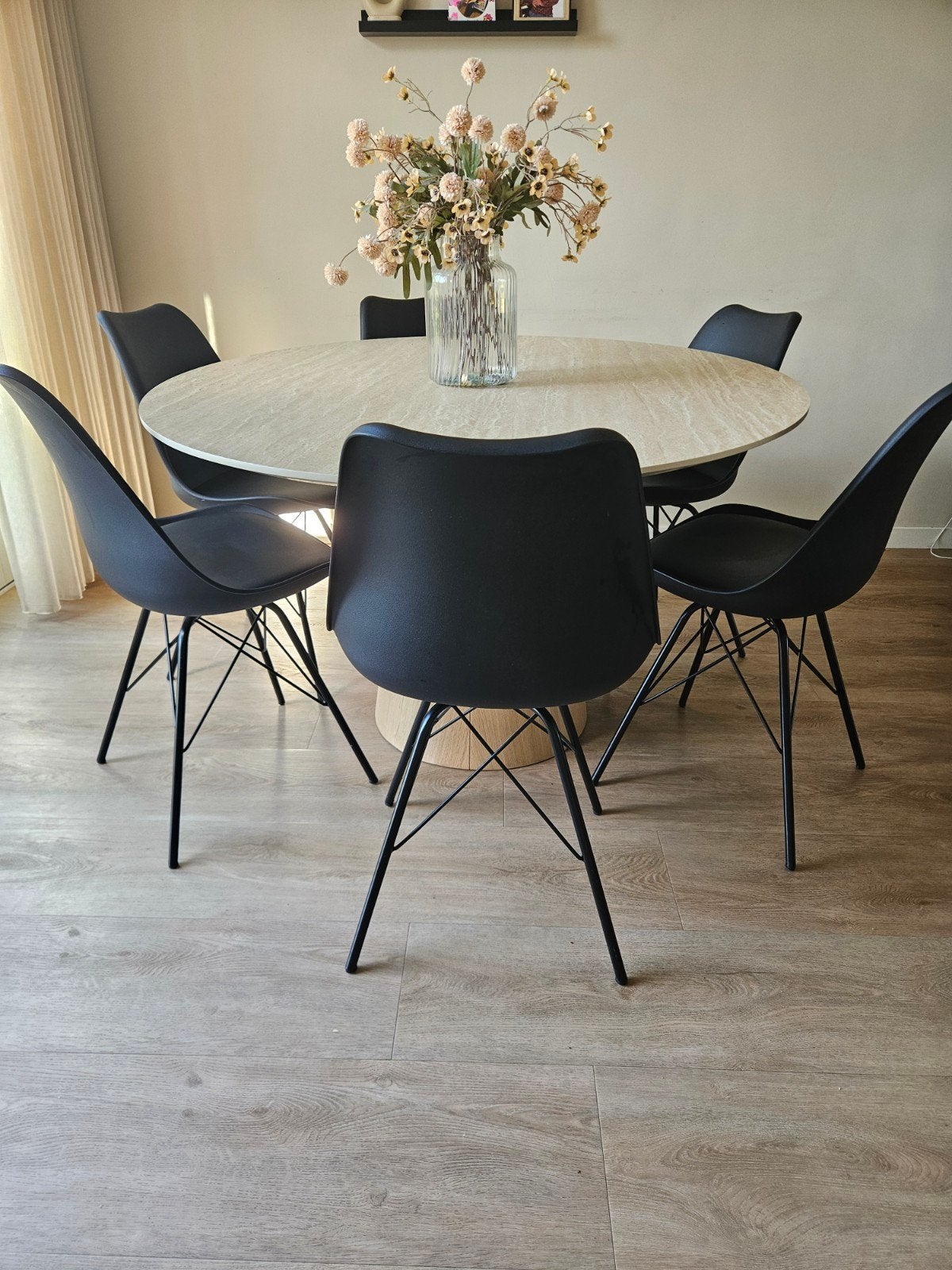 Zwarte Jysk eetkamerstoelen 6 stuks, Kunststof, Gebruikt, Zwart, Ophalen of Verzenden