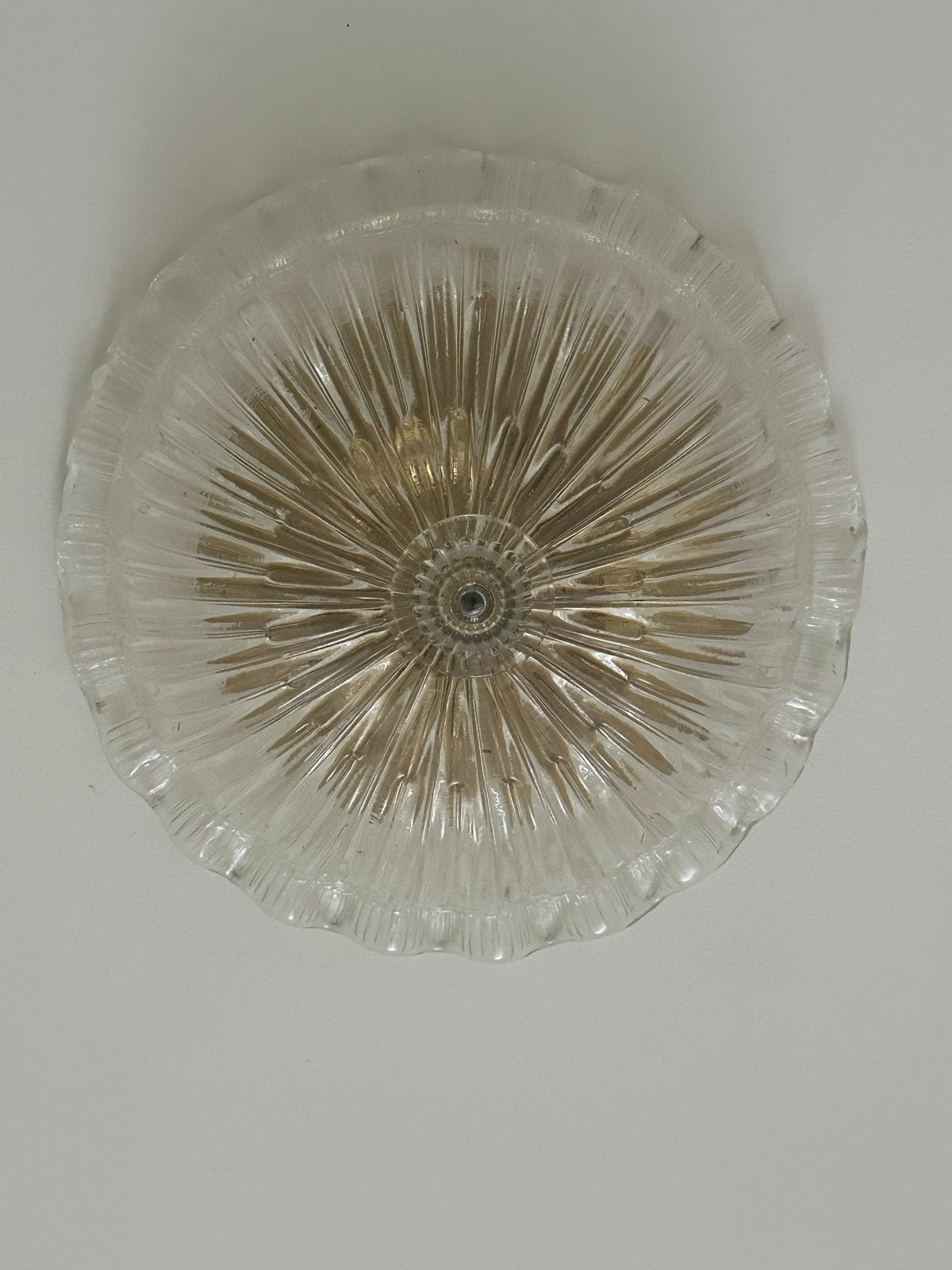 Vintage Plafondlamp Glas en Metaal - 5 stuks, Huis en Inrichting, Lampen | Plafondlampen, Ophalen, Gebruikt, Glas