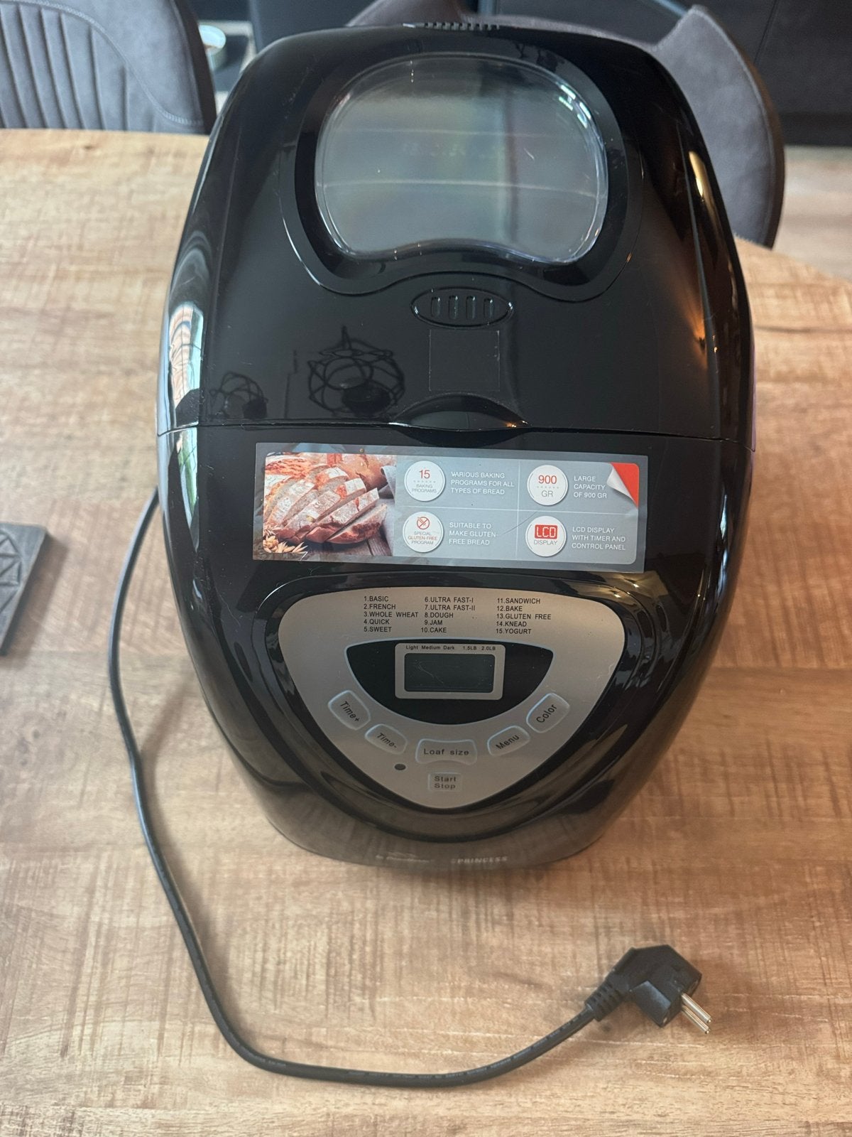 Princess Broodbakmachine met 15 programma's en timer, 800 tot 1200 gram deeg, Zo goed als nieuw, Kijkvenster, Ophalen