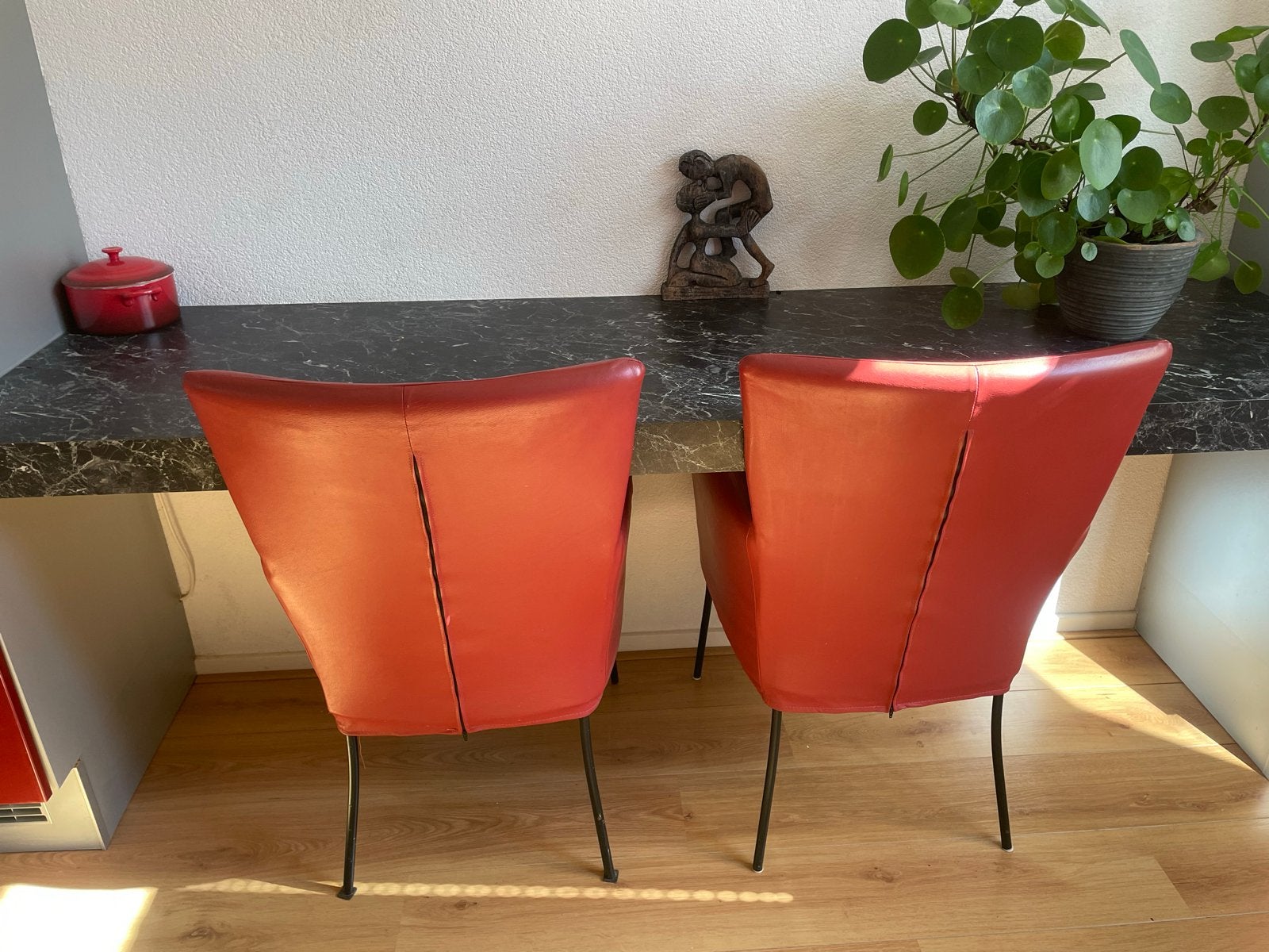 Twee rode stoelen - geen leer, Ophalen, Gebruikt, Twee, Stof