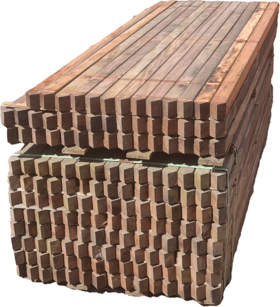 Hardhouten palen geschaafd 6.4x6.4 cm, Tuin en Terras, Ophalen, Palen, Nieuw, Hardhout