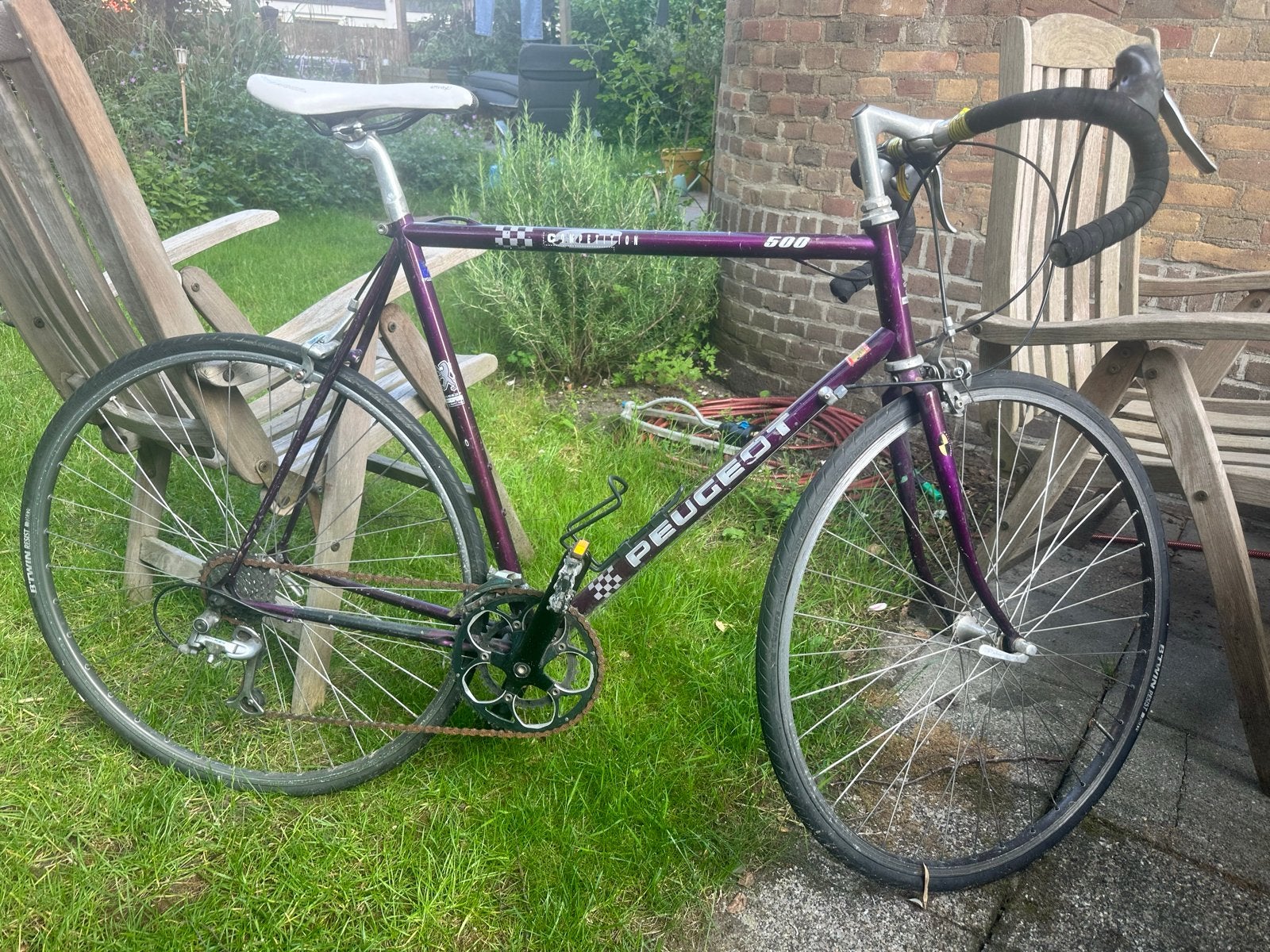 Retro Peugeot racefiets 500 paars/zwart, gebruikt, 28 inch, Gebruikt, 53 tot 57 cm, Ophalen