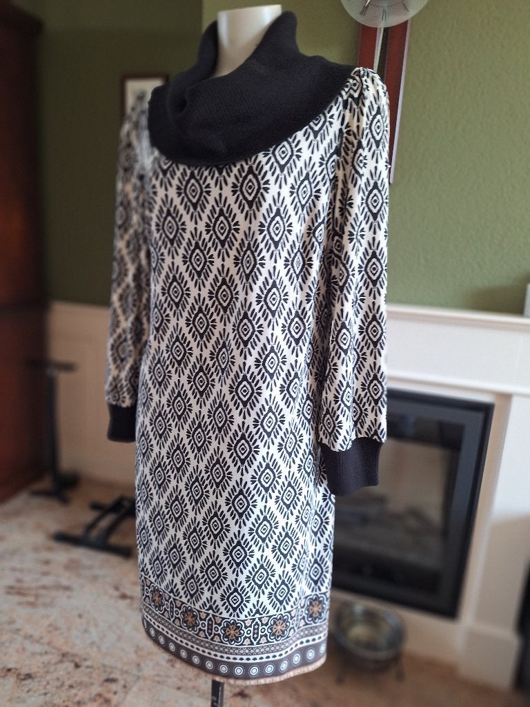 K-Design crème zwarte jurk trui L, K-design, Verzenden, Zwart, Maat 42/44 (L)