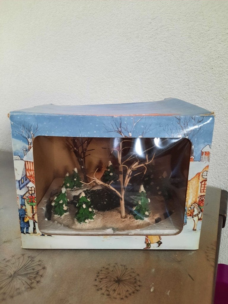 Dickensville Kerstdorp bevroren Vijver met Hert & Brug, Ophalen of Verzenden, Gebruikt
