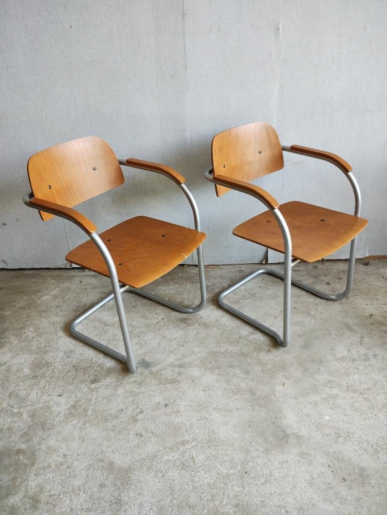 Sledestoel schoolstoel eetkamerstoel Lande Cole Classic, Huis en Inrichting, Stoelen, Ophalen of Verzenden, Gebruikt, Twee