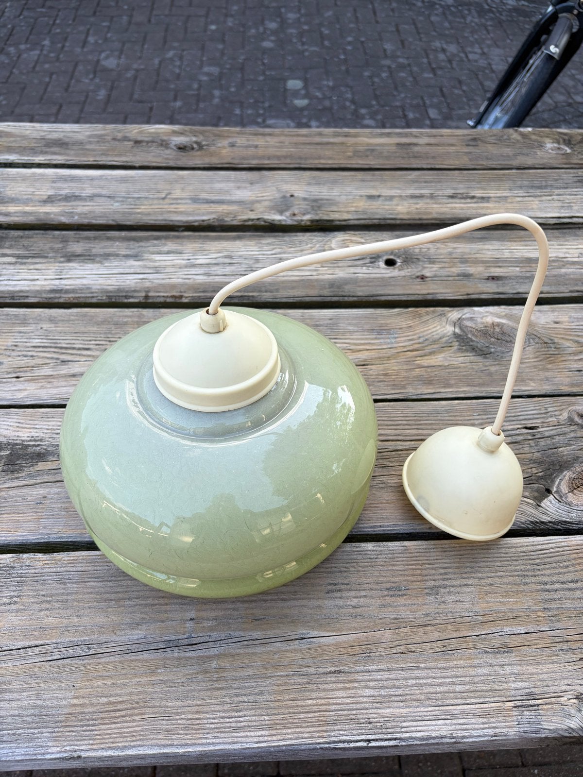 Vintage Groene Glazen Hanglamp, Ophalen of Verzenden, Gebruikt, Glas