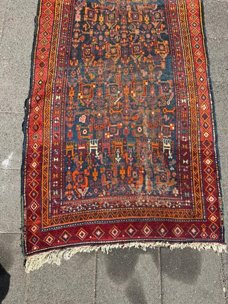 Antieke Koerdische loper – 325 x 140 cm – abstracte motieven, Gebruikt, 100 tot 150 cm, Wol, 200 cm of meer