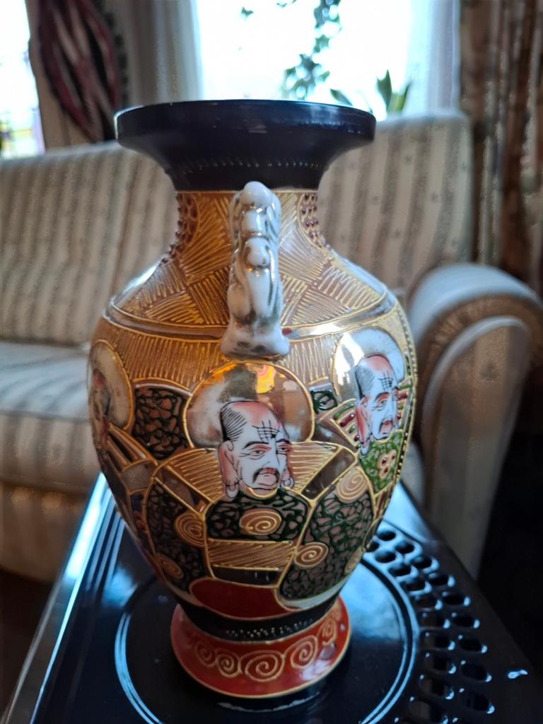 Antieke Japanse Satsuma Vaas met hondenhandvatten, Antiek en Kunst, Ophalen of Verzenden