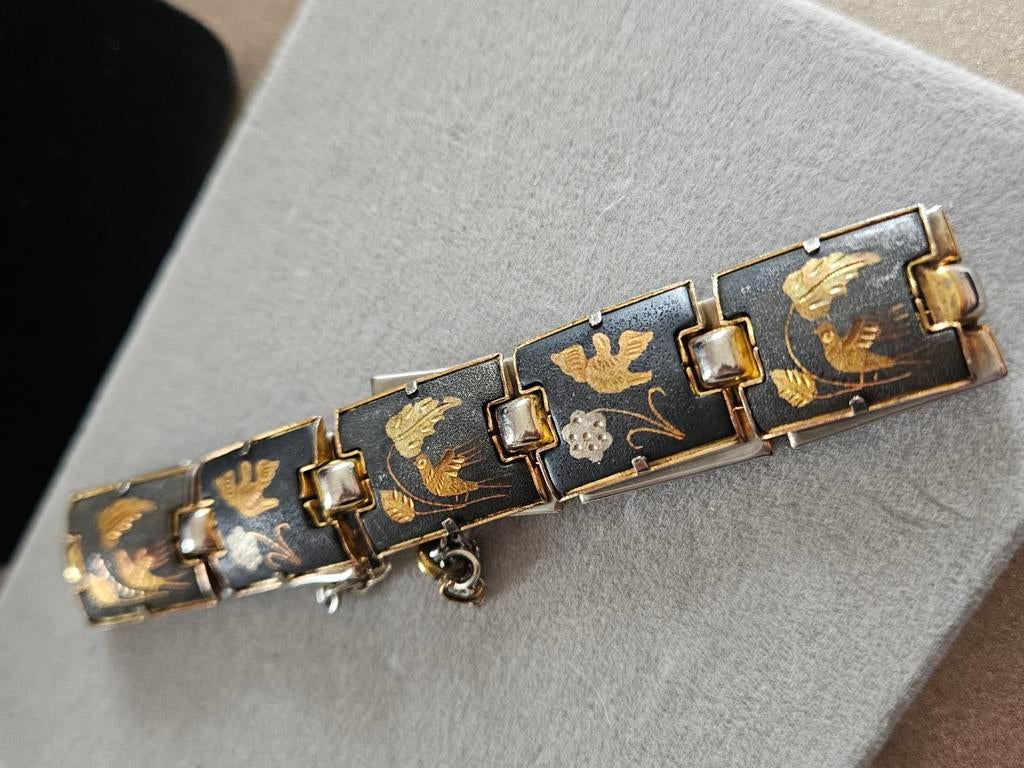 Vintage Toledo Damascene Armband 19 cm, Ophalen of Verzenden, Gebruikt, Goud, Overige materialen
