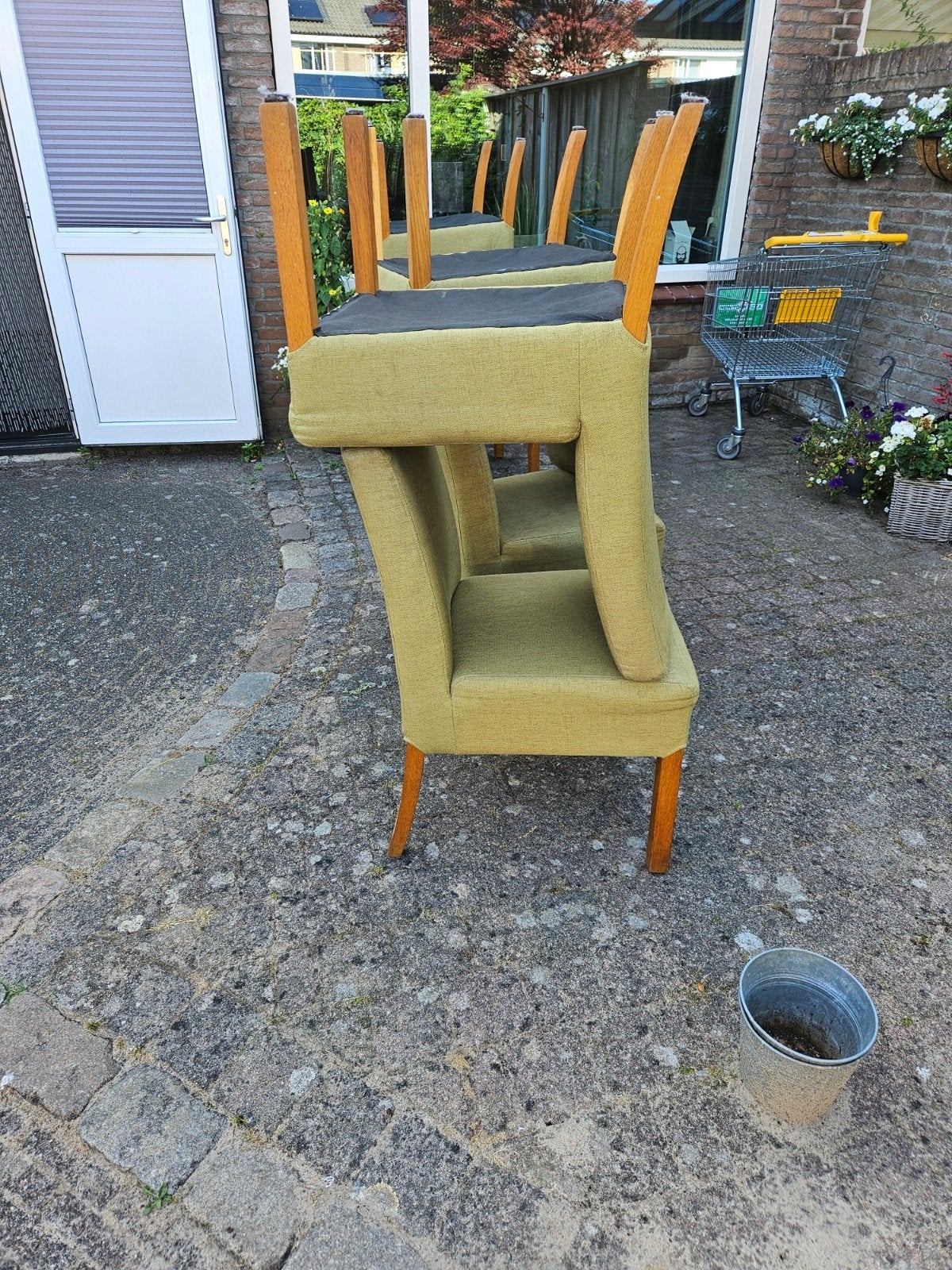Eetkamer stoel 6 stuks, Ophalen of Verzenden, Gebruikt, Overige kleuren, Stof