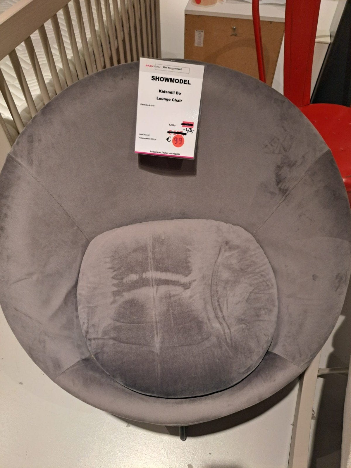 Kidsmill Bo Lounge Stoel - Donkergrijs Showmodel, Ophalen, Modern, Comfortabel, Zo goed als nieuw, Eén