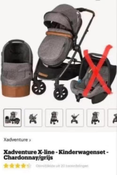 NIEUW! Xadventure Xline 2-dlg kinderwagenset, grijs,€119,99, Kinderen en Baby's, Kinderwagens en Combinaties, Nieuw, Kinderwagen