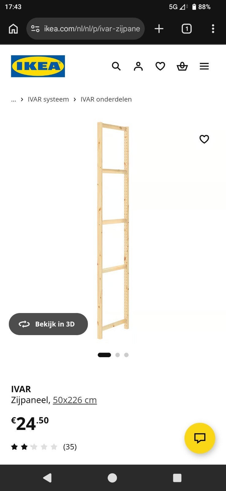 Ivar stelling ikea, Ophalen, 200 cm of meer, Nieuw, 50 tot 100 cm