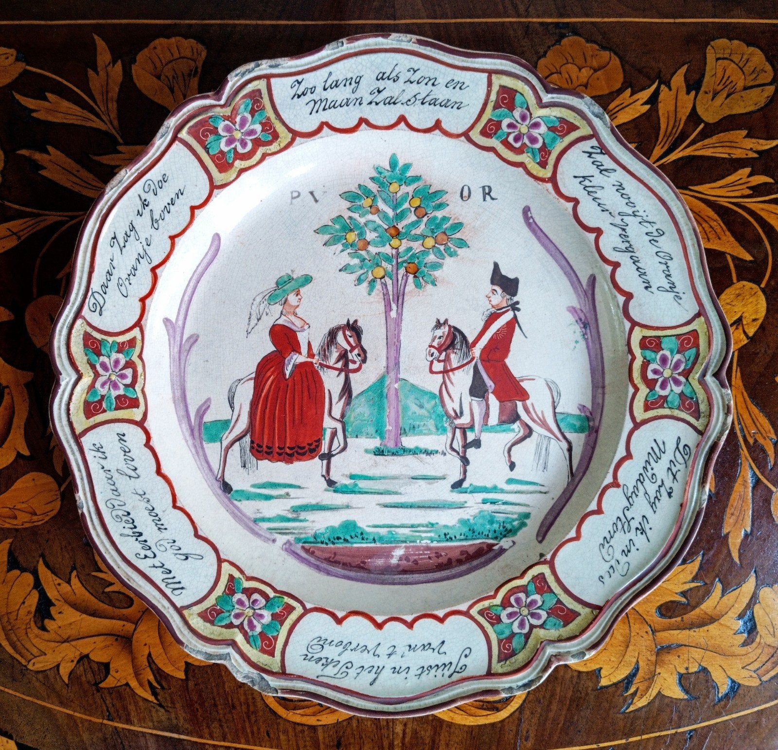 Creamware bord Willem V te paard 18e eeuw, Antiek en Kunst, Ophalen of Verzenden