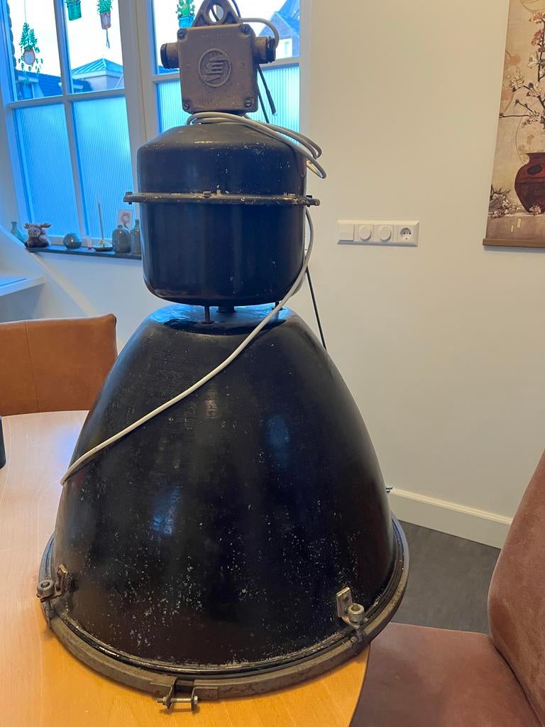 Industriële Philips fabriekslamp - Vintage design, Ophalen, Gebruikt, Metaal, Industrieel