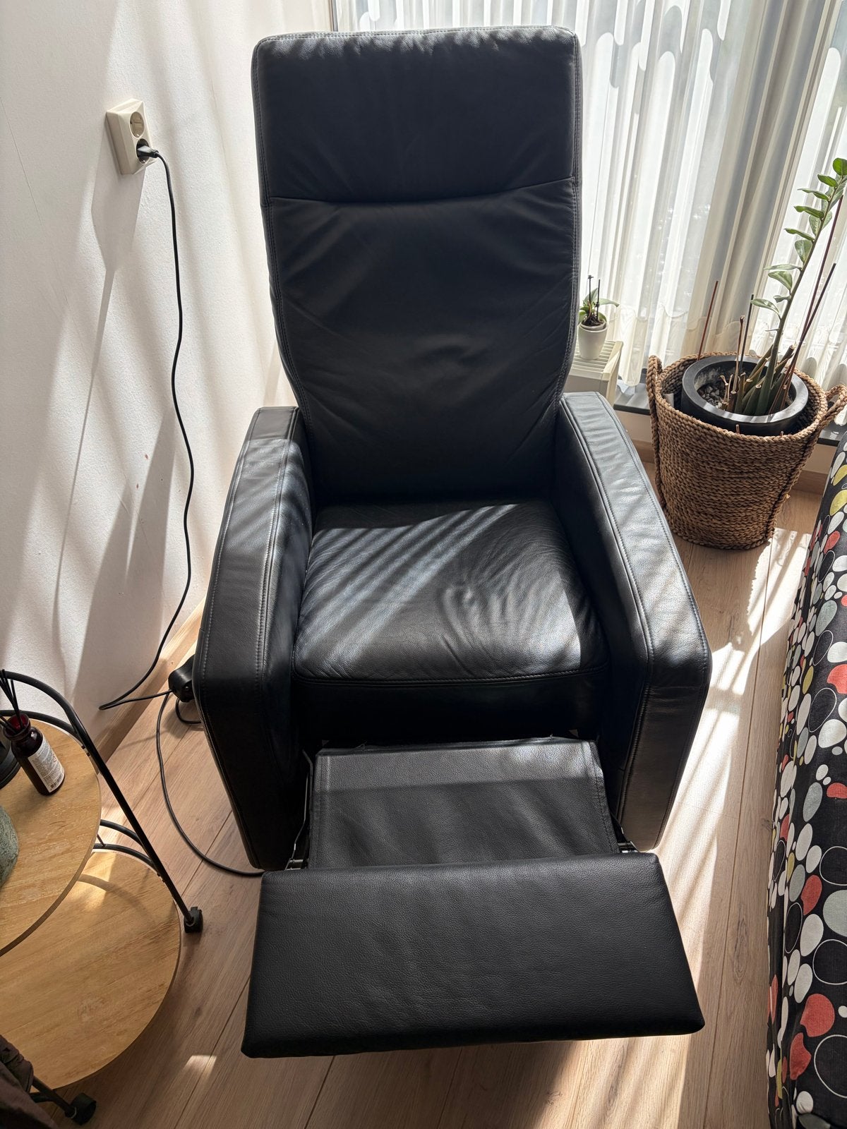 Hukla Relaxfauteuil Zwart Leer - Elektrisch Verstelbaar, Ophalen, Gebruikt, Zwart, Leer